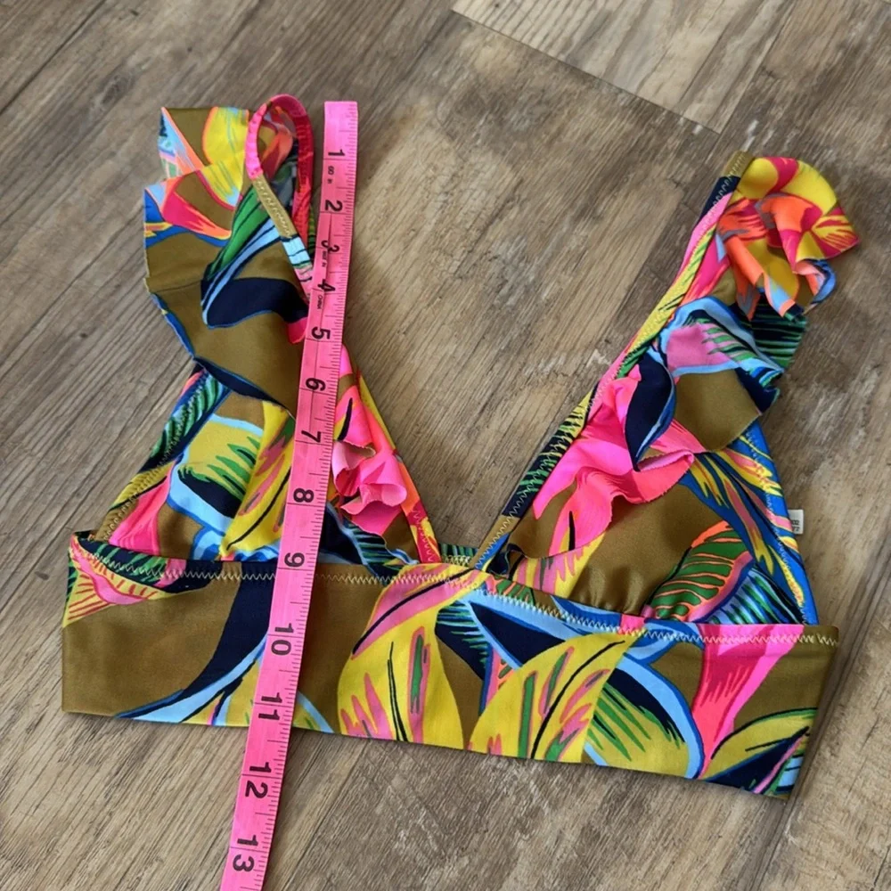 Aerie Ruffle Longline Bikini Top in Heirloom Size XS